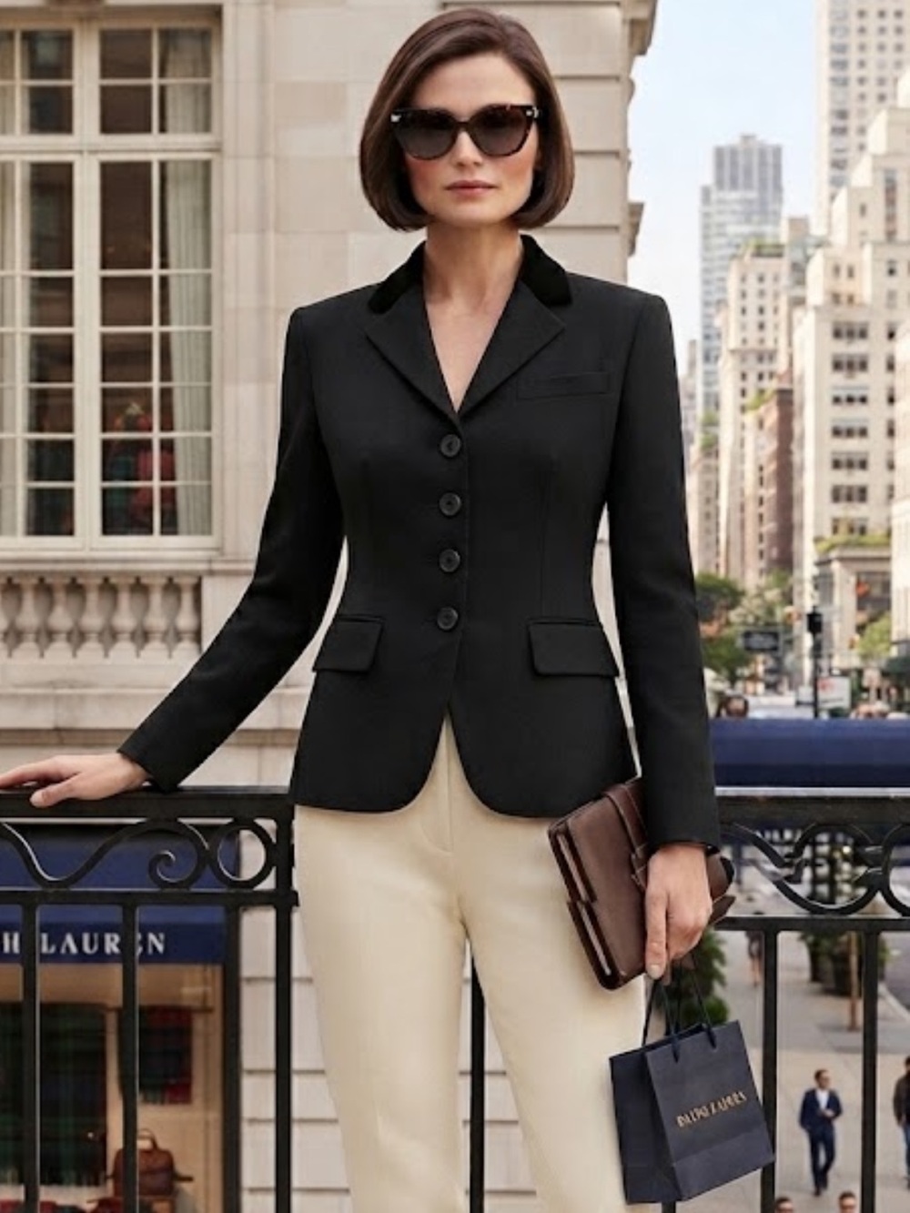 Lauren Ralph Lauren black wool blazer velvet collar